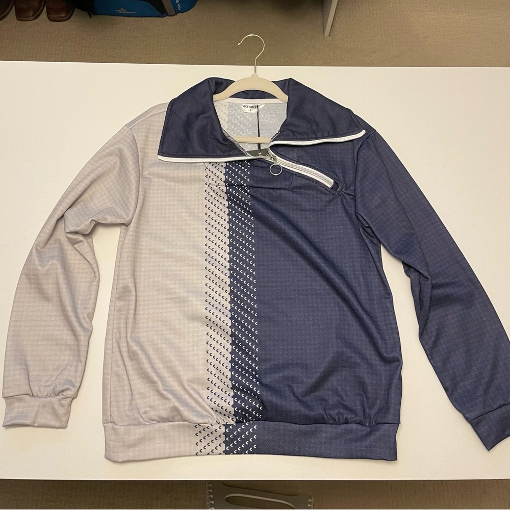 Acegolfs Women’s Quarter Zip Lightweight Golf Jacket Blue White, Size Small